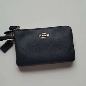 COACH Wrislet Double Zip Pebble Navy Blue